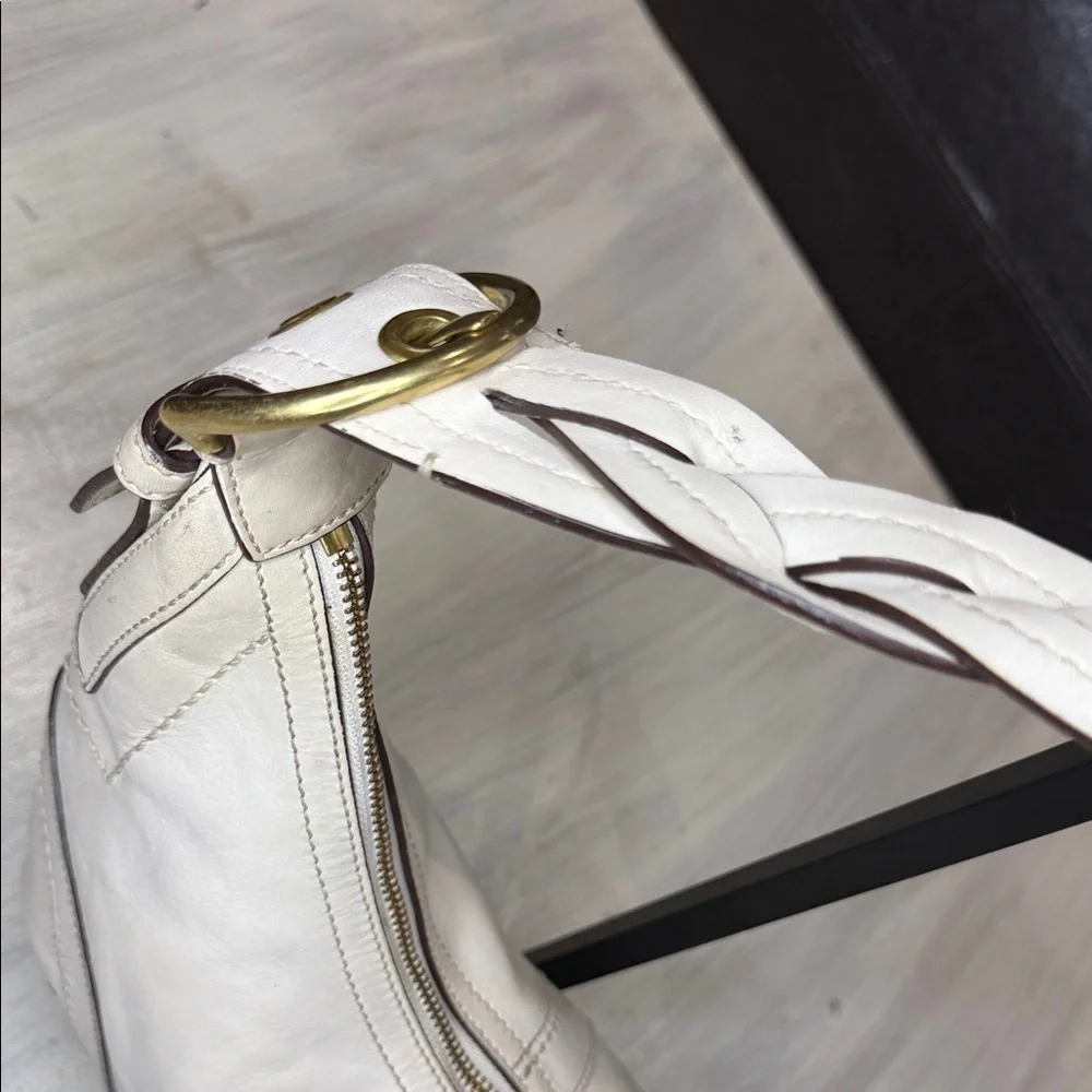 Vintage Coach Dylan SoHo Off-White Leather Braided Strap Hobo Bag